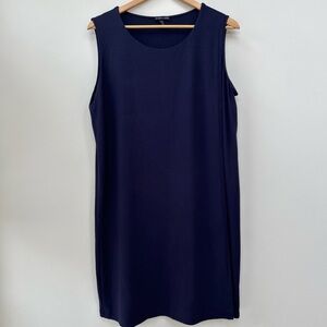 Eileen Fisher Sleeveless Faux Wrap Dress Navy Size large